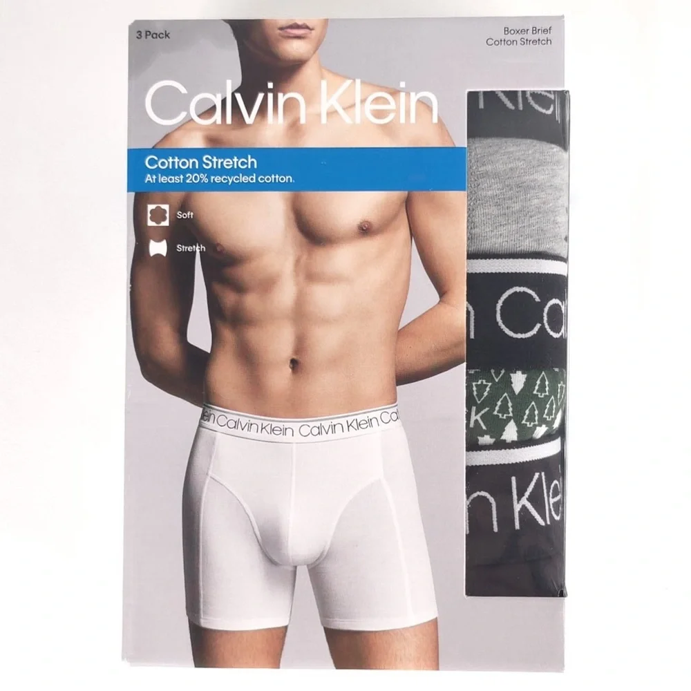 CALVIN KLEIN 3 Pack BOXER BRIEF Cotton‎ Stretch Soft Size XL